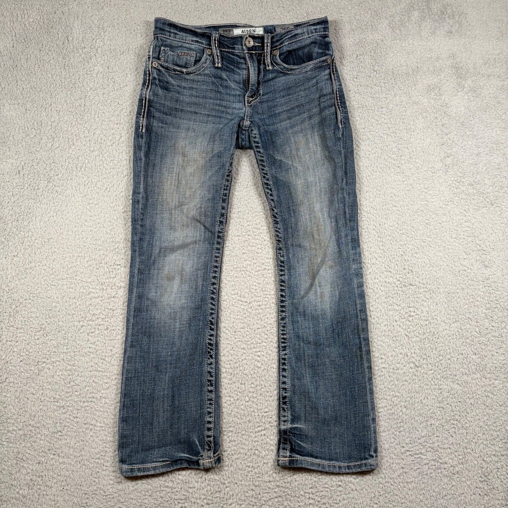 BKE Denim Aiden Mens Jeans Size 26S Bootcut Distressed Medium Wash